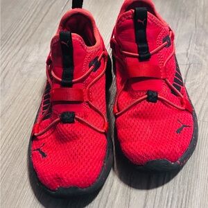 Puma Kids Bright Red Mesh Sneakers with Black Accents